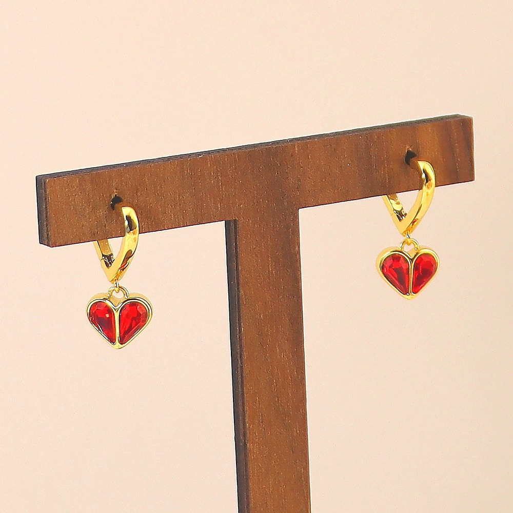 Kate SPADE Red Heart Tassel Drop Earrings CZ Long Style